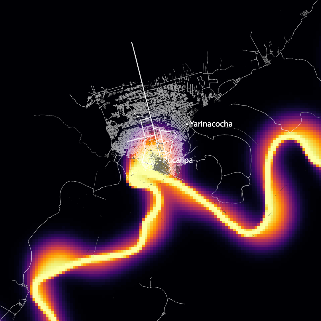 Ucayali River erosion risk map